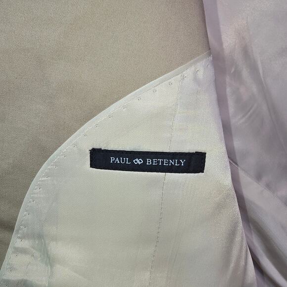 Paul Betenly Blazer Jacket Mens 42L Tan Beige 2 Button Front Preppy Sport Coat - Picture 4 of 16